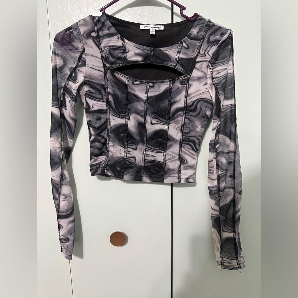 Pretty Garbage sheer arm crop top